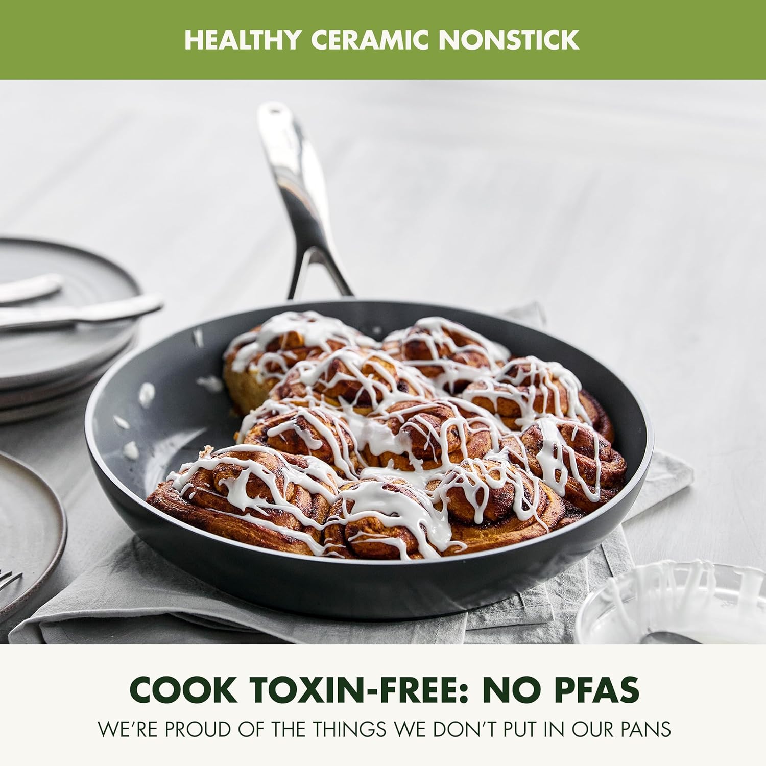 GreenPan Valencia Pro Ceramic Nonstick 22 Piece Cookware Set, Hard Anodized PFAS-Free Pots & Pans, Induction Ready, Compatible on All Cooktops, Dishwasher Safe, Oven Safe to 600F, Gray - Image 4