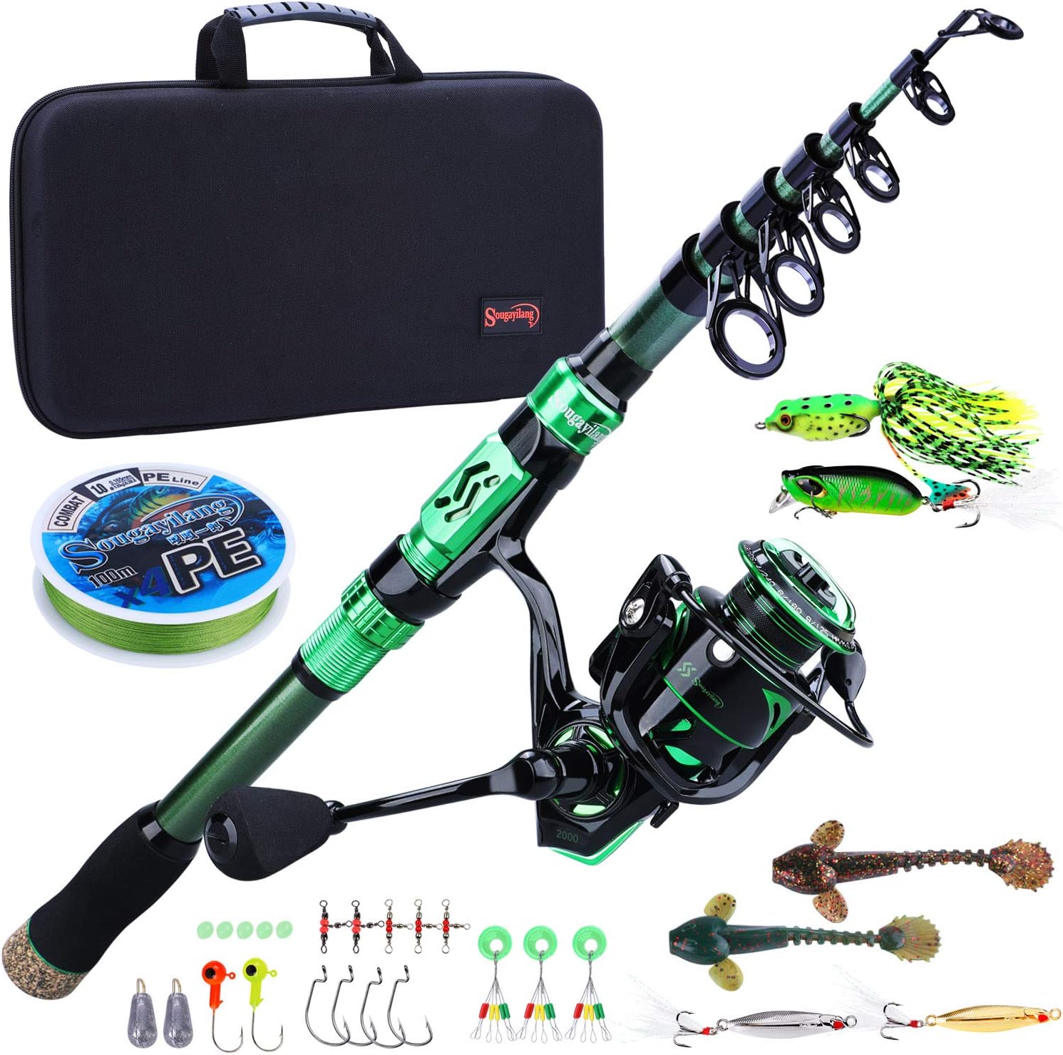 Sougayilang Fishing Rod and Reel Set Carbon Fiber Telescopic Fishing Rod 12+1BB Spinning Reel with Carry Case for Saltwater Freshwater - Image 8