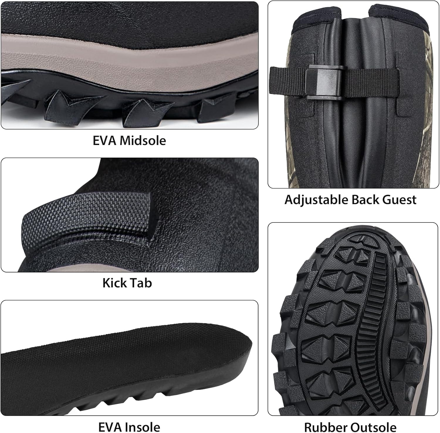 Hunting Boots for Men, Waterproof Rubber Rain Boots with Steel Shank, 6mm Insulated Neoprene, Anti-Slip Sole for Hunting, Outdoor and Work - Image 6