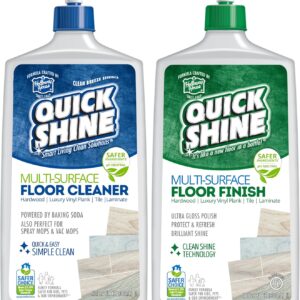 Quick Shine Multi Surface Floor Cleaner & Floor Polish w/Clean Shine Technology 2-27oz Bottles | Use on Hardwood, Laminate, Luxury Vinyl Plank, Tile & Stone | Safer Choice Formulas