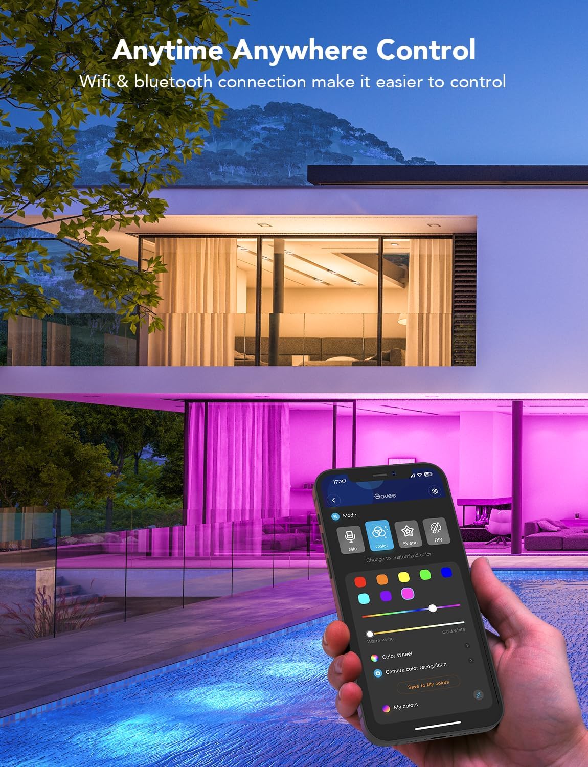 Govee Smart Light Bulbs, 1200 Lumens Dimmable BR30 Bulbs, RGBWW Color Changing Light Bulb, Flood Light Bulbs Work with Alexa, Google Assistant, WiFi & Bluetooth LED Bulbs, Music Sync, 2 Pack - Image 6