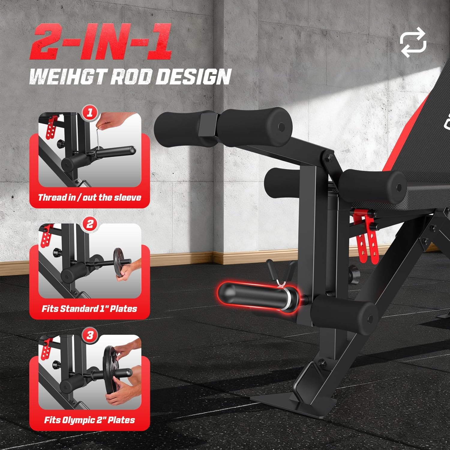 OPPSDECOR 1200LBS Weight Bench with Wide-Range Leg Extension & Curl (Full ROM), Adjustable Workout Bench Press with Wheels & Handle, Incline/Flat Weight Bench for Home Gym Strength Training - Image 6