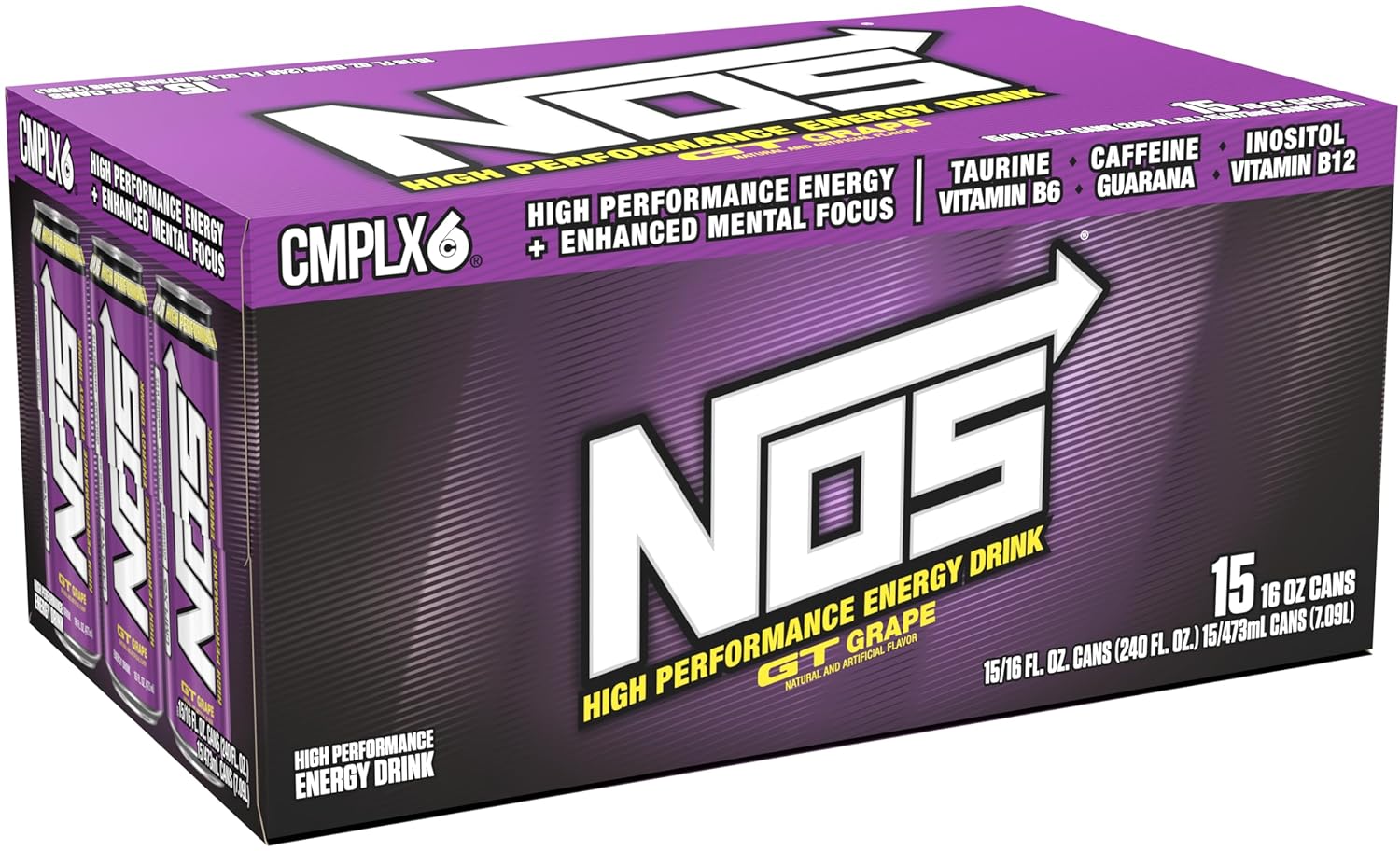NOS GT Grape: High Performance Energy Drink. 16 Fl oz (Pack of 15) - Image 2
