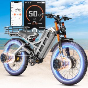 2026 eAhora Romeo Pro 3/2 50-46Mph Electric Bike for Adults 5600W/4000W Dual Motor Ebike 60V 80AH/52v 70Ah Battery 200-235Miles Long Range, 26*4.0″ Fat Tire, Full Suspension, All Terrain, APP Control