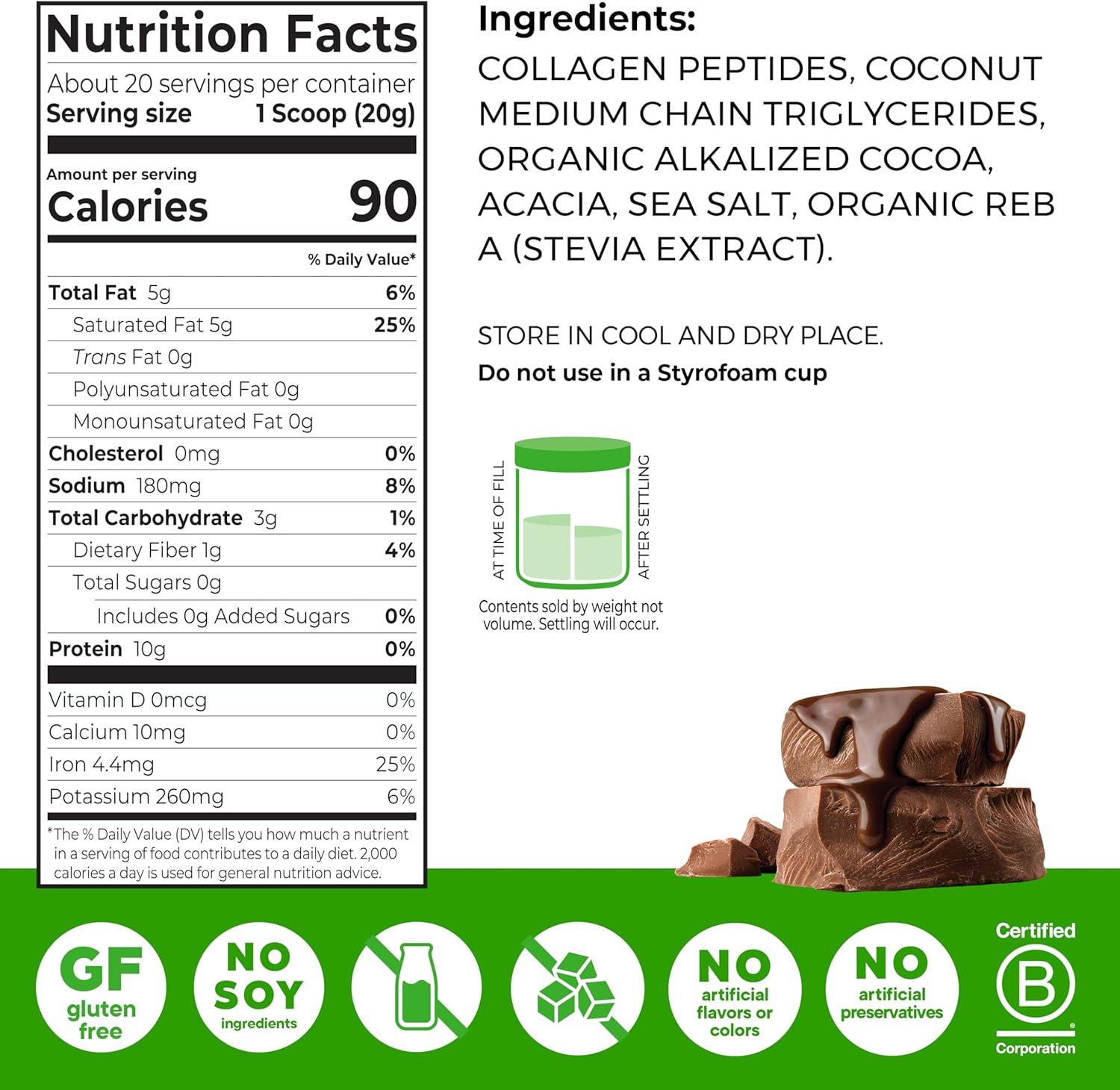 Orgain Keto Collagen Protein Powder, Chocolate - 10g Grass Fed Hydrolyzed Collagen Peptides for Women & Men, Type I & III, 5g MCT Oil - Hair, Skin, Nail, & Joint Support, Non-GMO, Gluten Free - 0.88lb - Image 2