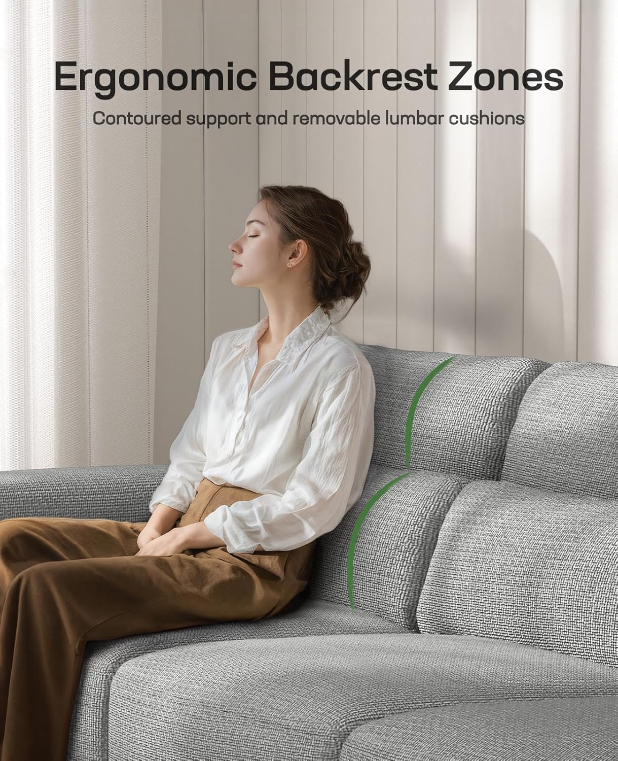 Marsail 3-Seater Modern Sofa, 89" Couch with Wide Armrests & Deep Cushions, Linen Sofas with Removable Washable Covers for Living Room, Grey - Image 4