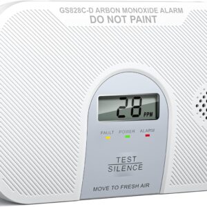 Carbon Monoxide Detector, 10-Year Life Carbon Monoxide Alarm, Replaceable Battery CO Detector with LCD Digital Display and Test Button, 3 LED Lights CO Alarm for Home, GS828C-D, 1 Pack