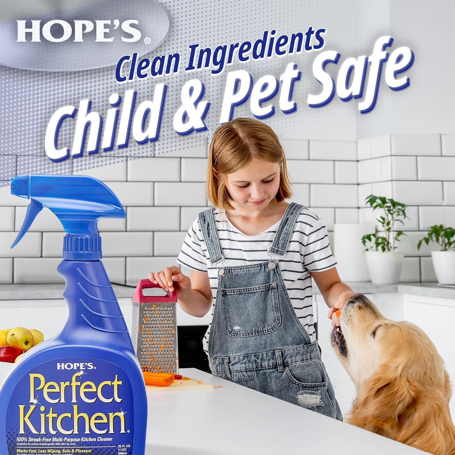HOPE'S Perfect Kitchen Cleaner Spray - 32 Oz No-Residue All Purpose Cleaning Spray - Multisurface Degreaser for Counters, Stoves, Microwaves, and More - Pet and Home Safe - Pack of 1 - Image 7
