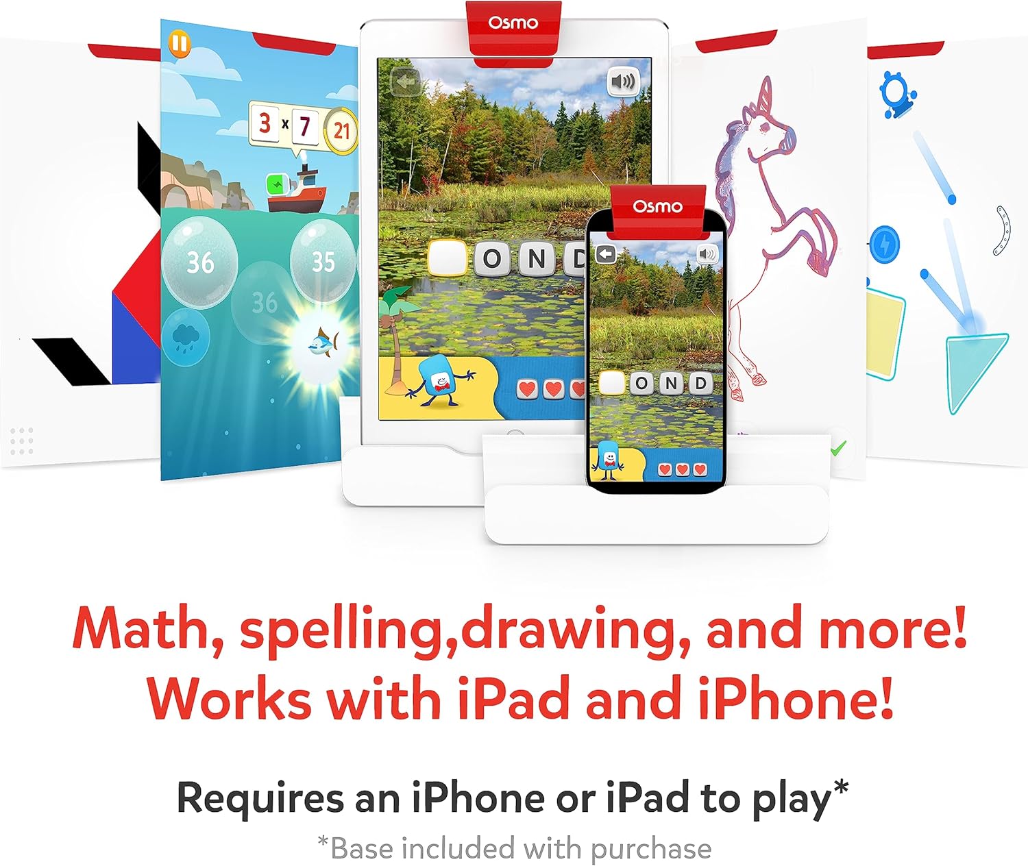 Osmo - Genius Starter Kit for iPad - 5 Educational Learning Games - Ages 6-10 - Math, Spelling, Creativity & More - STEM Toy Gifts for Kids, Boy & Girl - Ages 6 7 8 9 10 (Osmo Base Included) - Image 2