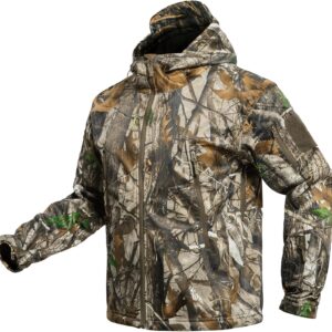 Hunting Jacket for Men Quiet Hunting Camouflage Clothing Hoodie Camo Coat Water-Repellent Windproof
