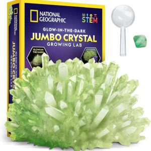 National Geographic Jumbo Crystal Growing Kit – Grow Your Own Giant Glow in The Dark Crystal in a Few Days, Science Kit, Grow Crystals for Kids, STEM Toys (Amazon Exclusive)