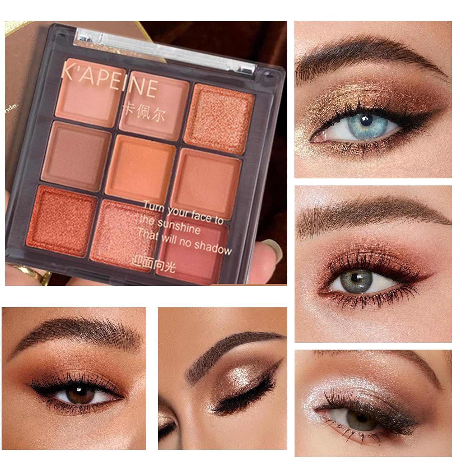K'APEINE Eyeshadow Palette 9-Colors Nude Eye Shadow Palette Natural Brown Makeup Kit Warm-Toned Highly Pigmented Eyeshadow for Eyes Long Lasting Naturing-Looking for Women-Chocolate - Image 5