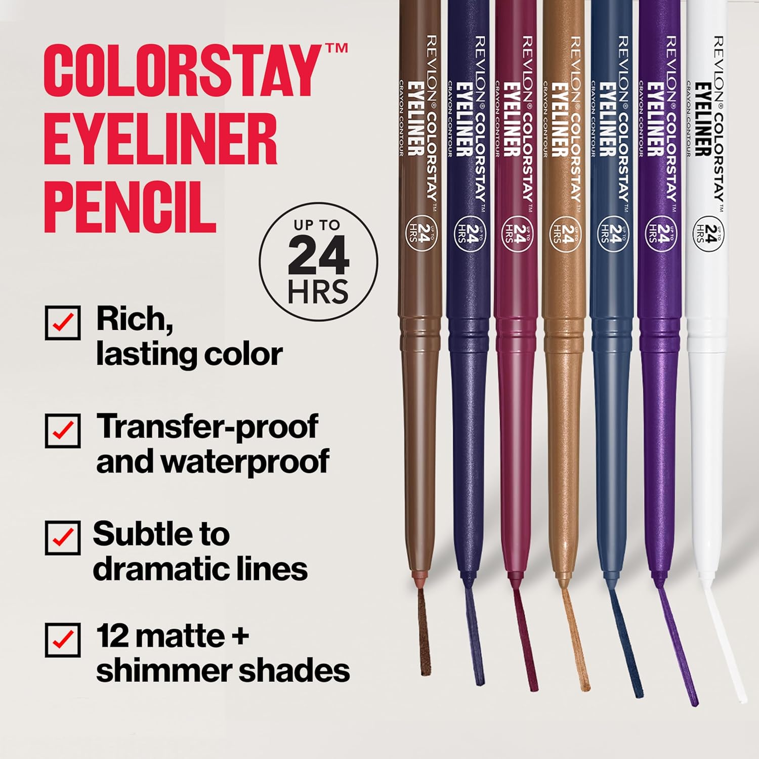 Revlon ColorStay Pencil Waterproof Eyeliner, Smudge-Proof, Eye Makeup with Built-In Sharpener, 201 Black, 2 pack - Image 3
