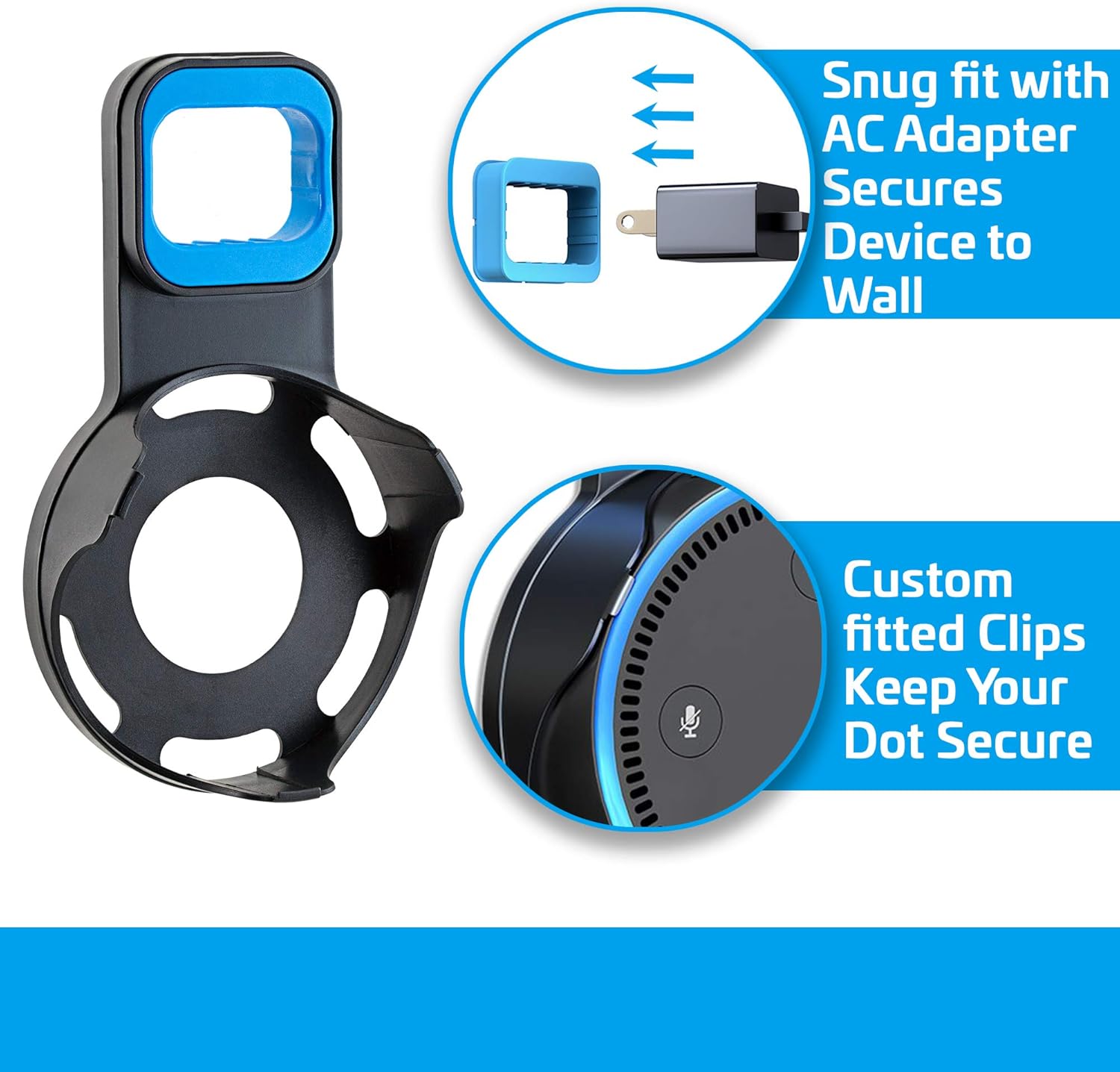 Coby Wall Mount for Echo Dot 2nd Generation, Smart Speaker Holder with Built-in Cable Management, 7.75" USB Charging Cable, Space-Saving Alexa Mount for Kitchen, Bedroom, Office, Bathroom - Image 5