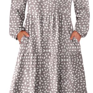 ANRABESS Women’s Long Lantern Sleeve Floral Midi Dresses 2026 Spring V Neck Casual Flowy A-line Tiered Boho Vacation Dress