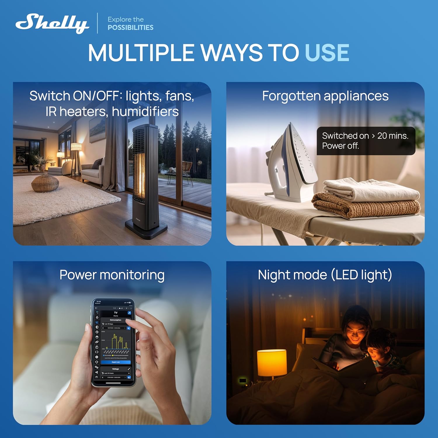 Shelly Smart Plug UL, WiFi, Bluetooth, Zigbee, Matter Outlet with Power Metering, Works with HomeKit, Google Home, Alexa, Home Assistant, Smart Socket, Easy Setup, Remote Control, Plug US Gen4 Black - Image 7