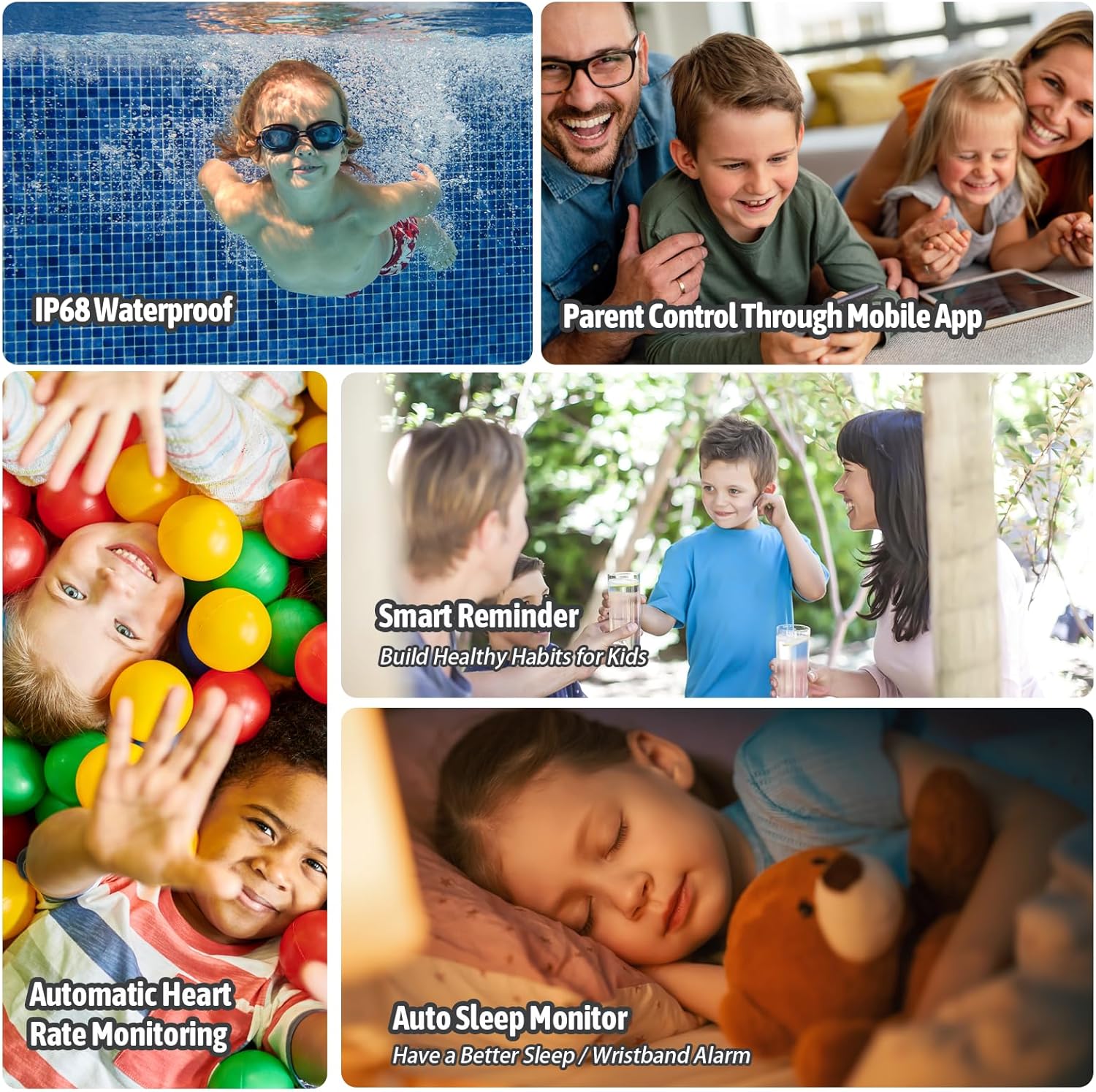 Smart Watch for Kids, Kids Fitness Tracker Smartwatch for Boys Girls Teens Gifts, Sleep Monitor Step Counter Pedometer Stopwatch Alarm Clock DIY Watch Face Touch Screen - Image 5