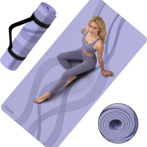 Yoga Mat High Density Exercise Mat, 76″x32″x0.27″Thick Wide & Large Yoga Mat for Women Men, Professional POE Workout Mat for Yoga, Pilates, Fitness & Stretching