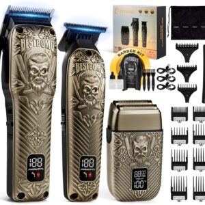 BESTBOMG® Hair Clippers for Men, Professional Hair Clippers, Beard Trimmer& Rechargeable Shaver Set, Metal T-Blade, LED Display, Barber Hair Cutting Kit for Men Grooming & Gifts, BS-807E (Bronze)