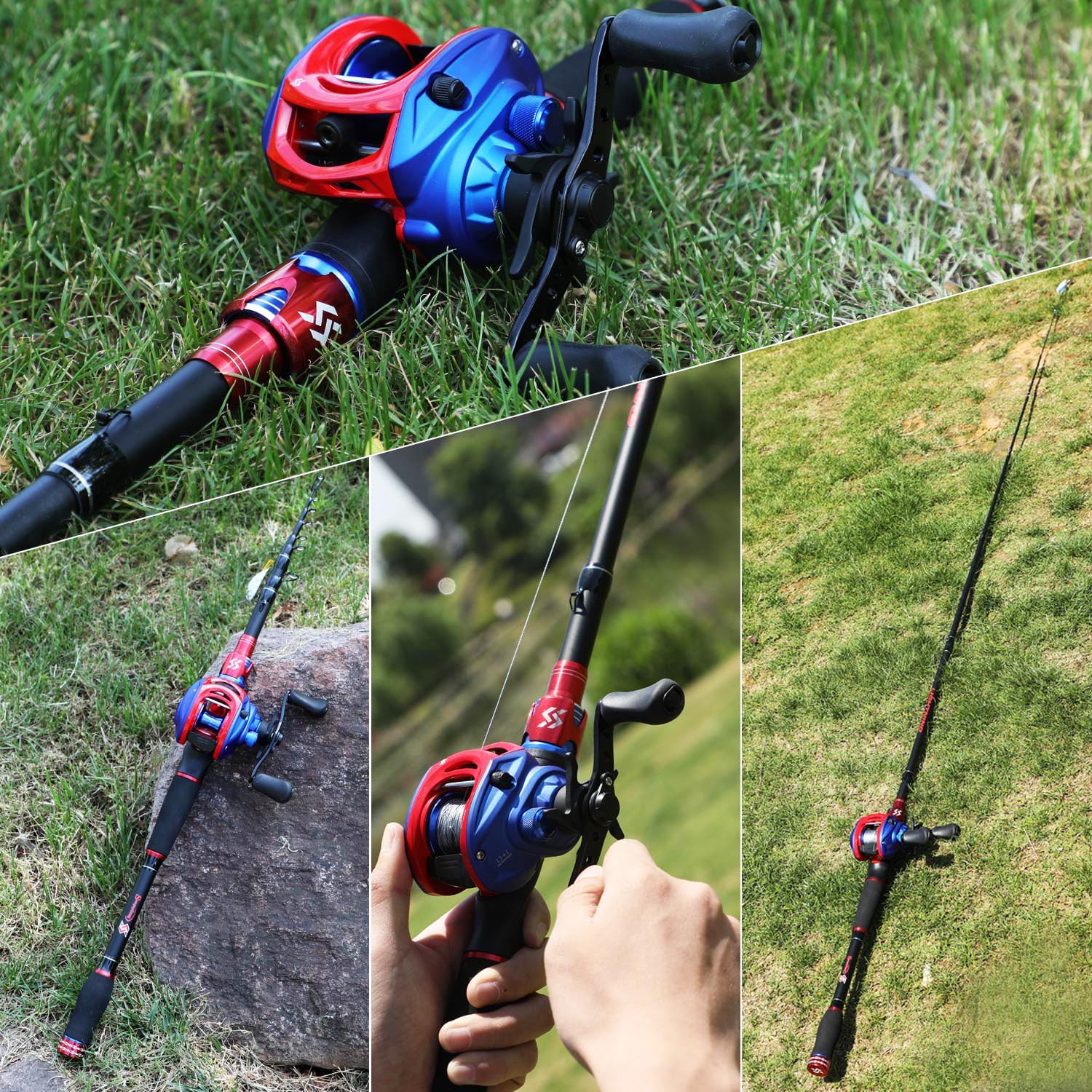 Sougayilang Fishing Rod and Reel Combo, Telescopic Fishing Pole with Baitcasting Reel Combo, 2-Piece Baitcaster Fishing Combo - Image 7