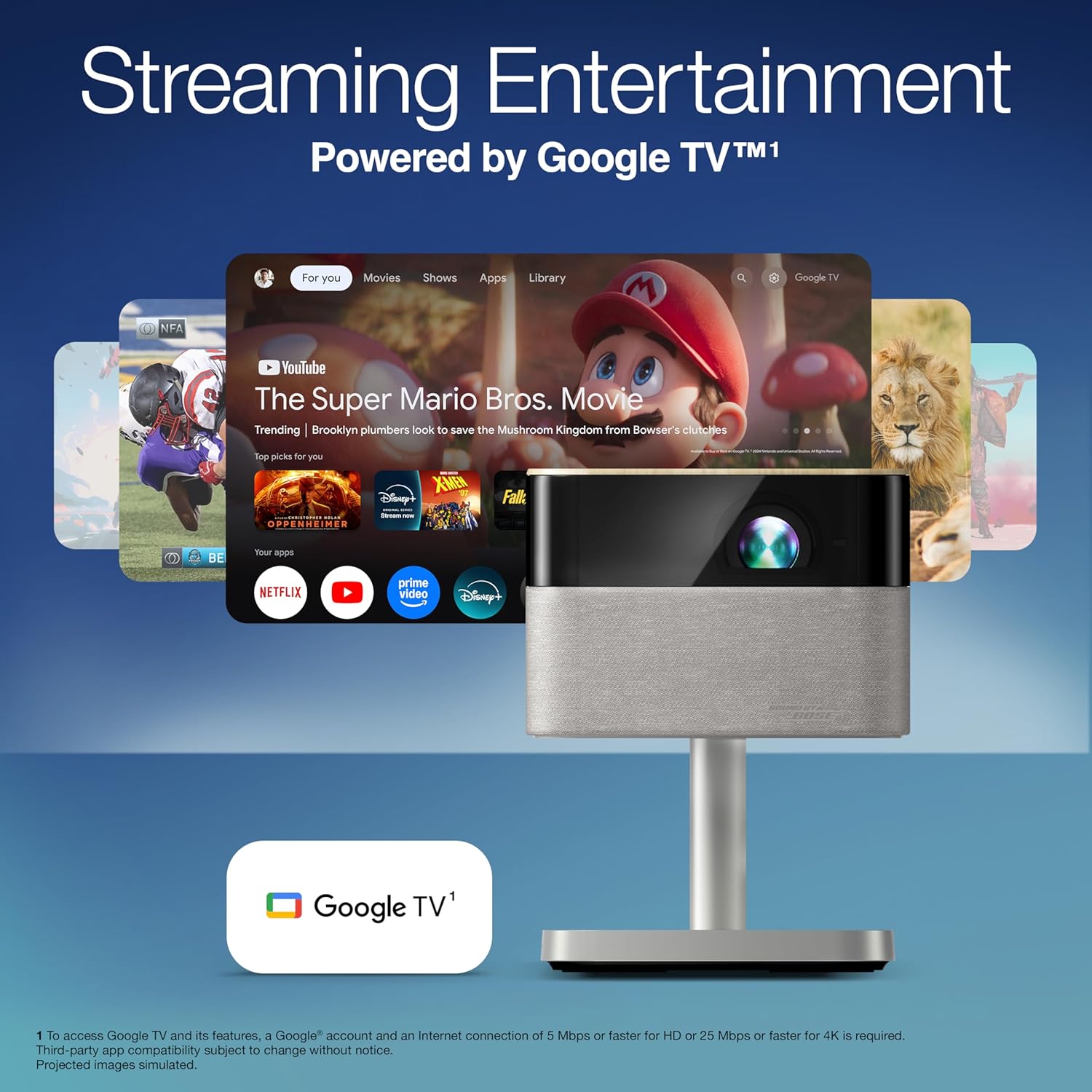 Epson Lifestudio Flex Plus 4K PRO-UHD Portable Lifestyle Projector 1,000 Lumens of Color and White Brightness, Sound by Bose, Google TV, 3-Chip 3LCD Triple Core Engine, Projection Studio App - Image 5