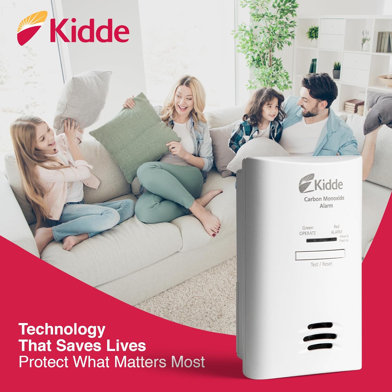 Kidde Carbon Monoxide Detector, Plug in Wall with AA Battery Backup, Test-Hush Button - Image 5