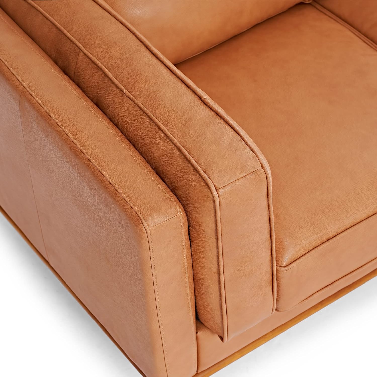 Valencia Artisan Full Leather Sofa 88” - Pure Full Italian Nappa Leather Couch, Solid Wood Accent, Ultimate Comfort, Cognac Tan - Image 3