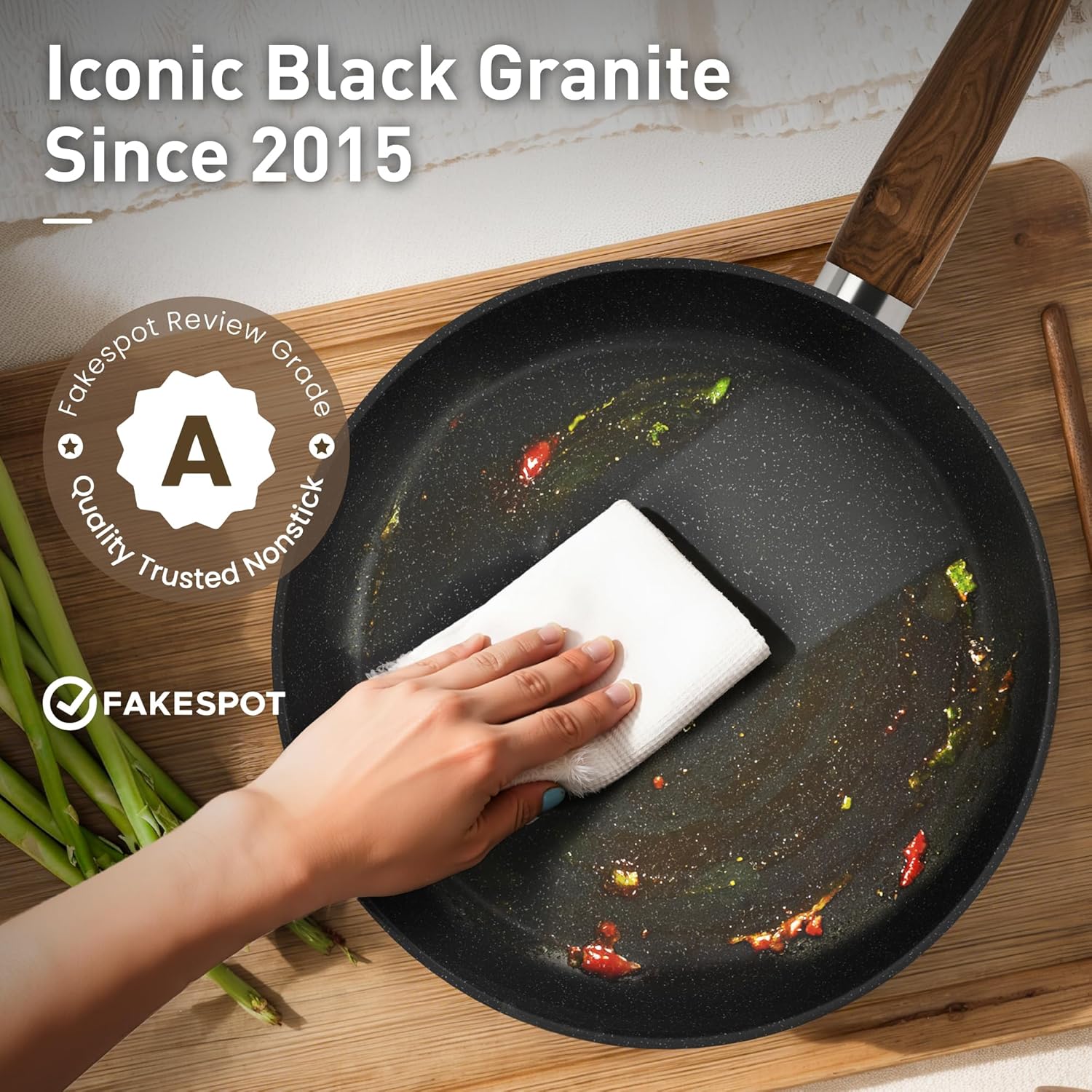 DishDelight Induction Pots and Pans Set Non Stick, 12 Piece Nonstick Kitchen Cookware Sets, Nonstick Granite Cooking Set Induction Pots and Pans, Induction Cookware Sets with Frying Pans, Black - Image 6