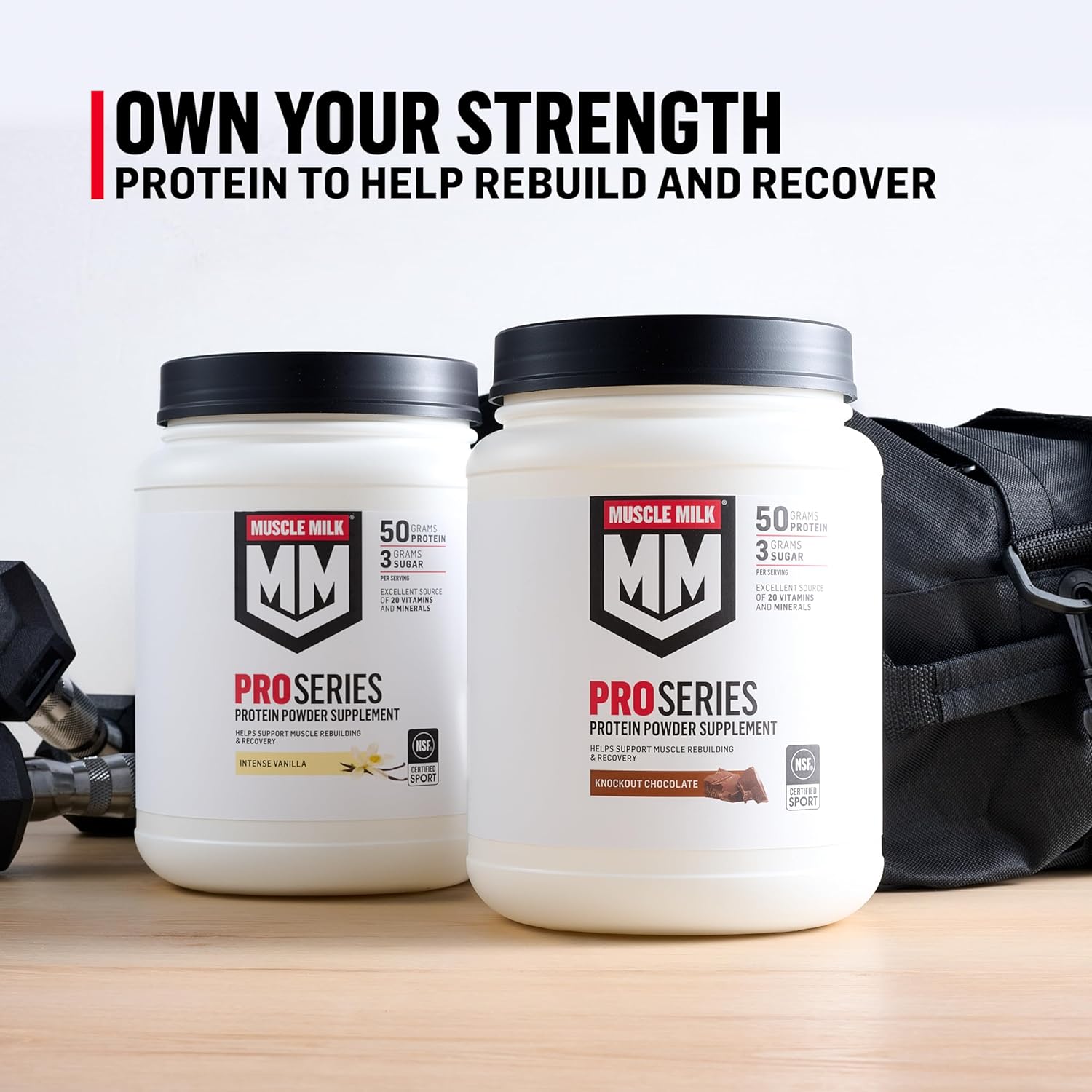 Muscle Milk Pro Series Protein Powder Supplement, Slammin' Strawberry, 2 Pound, 11 Servings, 50g Protein, 3g Sugar, 20 Vitamins & Minerals, NSF Certified for Sport, Packaging May Vary - Image 7