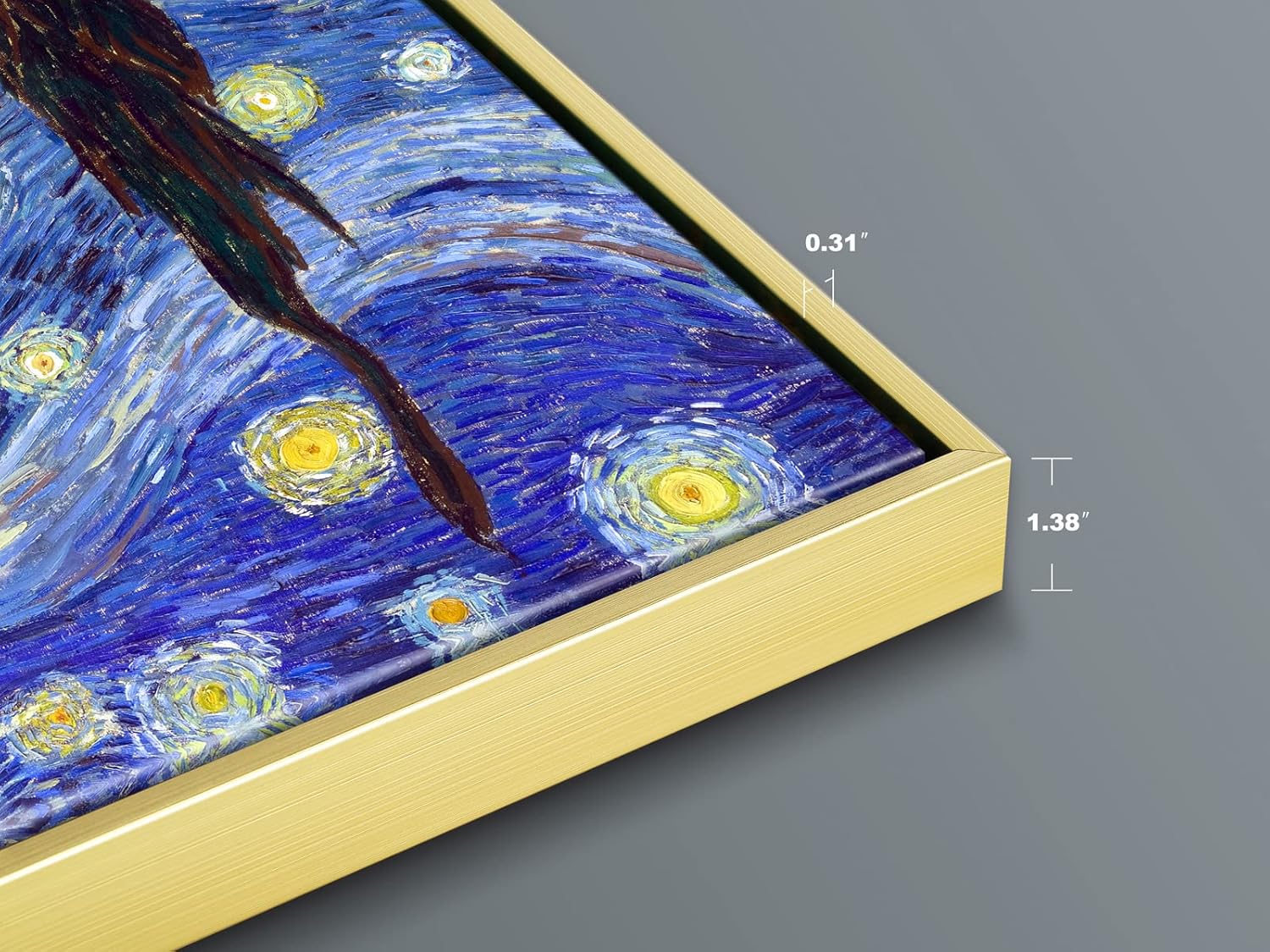 Wieco Art Large Framed Art Giclee Canvas Prints of Starry Night by Vincent Van Gogh Paintings Reproduction Post-Impressionism Artwork for Living Room Home Bedroom Decorations, 40x30inch (Framed) - Image 6