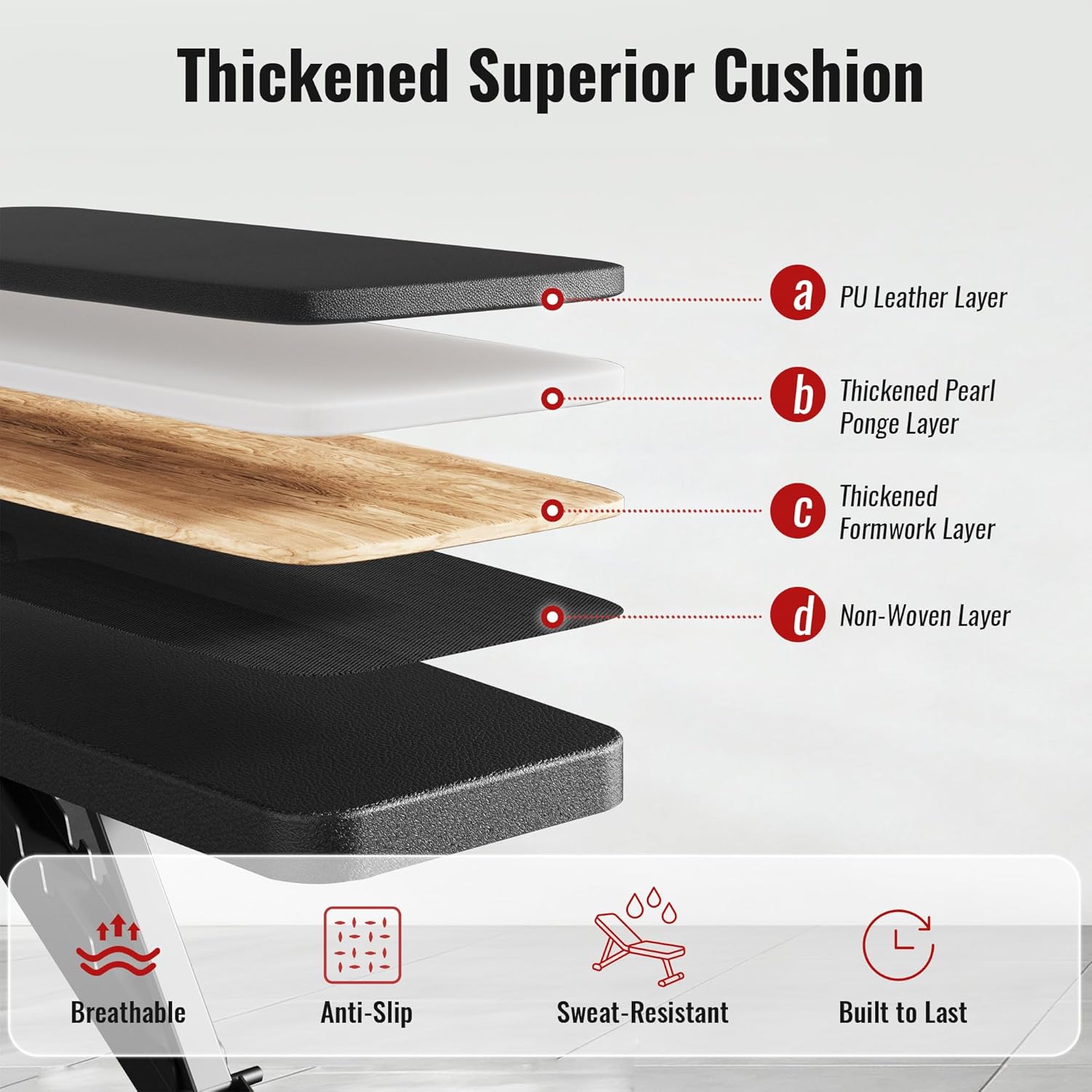 Adjustable Weight Bench for Home Gym Dumbbell Exercise, 600LBS Stable Incline Decline Flat Bench for Full Body Workout, Foldable Workout Bench with Resistance Bands for Bench Press Strength Training - Image 4