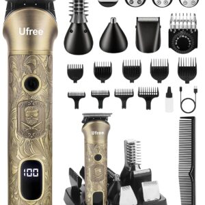Ufree Beard Trimmer for Men, Electric Razor Shaver, Cordless Hair Clipper Shaving Kit for Mustache Body Nose Ear Hair Facial, Adjustable Beard Grooming Kit Birthday Gifts for Men