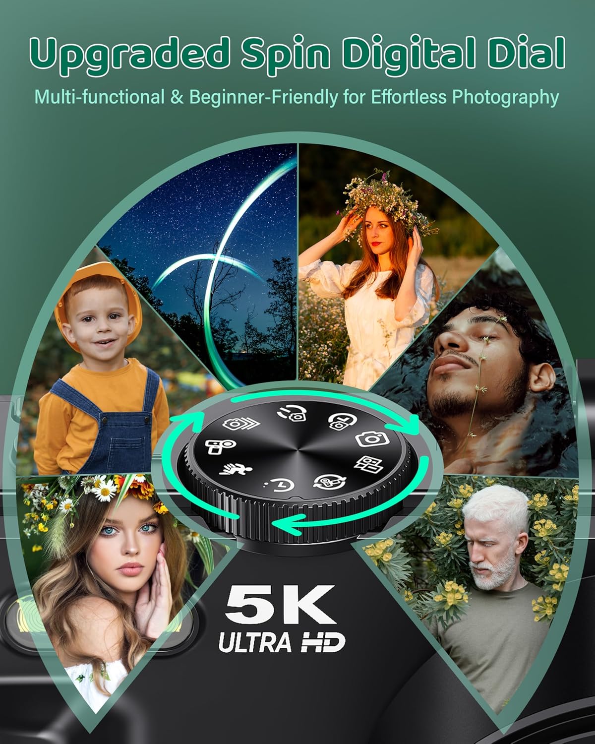 5K Digital Camera - WiFi 75MP Cameras for Photography - UHD Vlogging Camera for YouTube with 3" 180° Flip Screen - Autofocus Compact Video Travel Camara with 18X Zoom, 32GB SD Card, 2 Batteries - Image 6