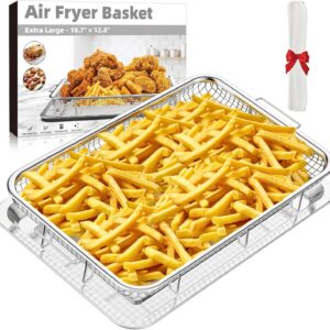 Air Fryer Basket for Oven,Extra Large 18.8″ x 12.8″ Oven Air Fryer Basket and Tray Set with 30 PCS Parchment Papers, THORSES Thickened Stainless Steel Air Fryer Pan and Crisper Tray for Frying Baking