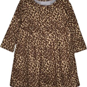 Flap Happy Baby Toddler Girls’ Lumi Dress | Children’s Long Sleeve Dress | UPF 50+ Highest Certified UV Sun Protection, Luxxe Leopard, 8