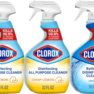 Clorox Disinfecting All-Purpose Cleaner 32 Oz and Bathroom Cleaner, Household Essentials, 30 Oz, Pack of 3