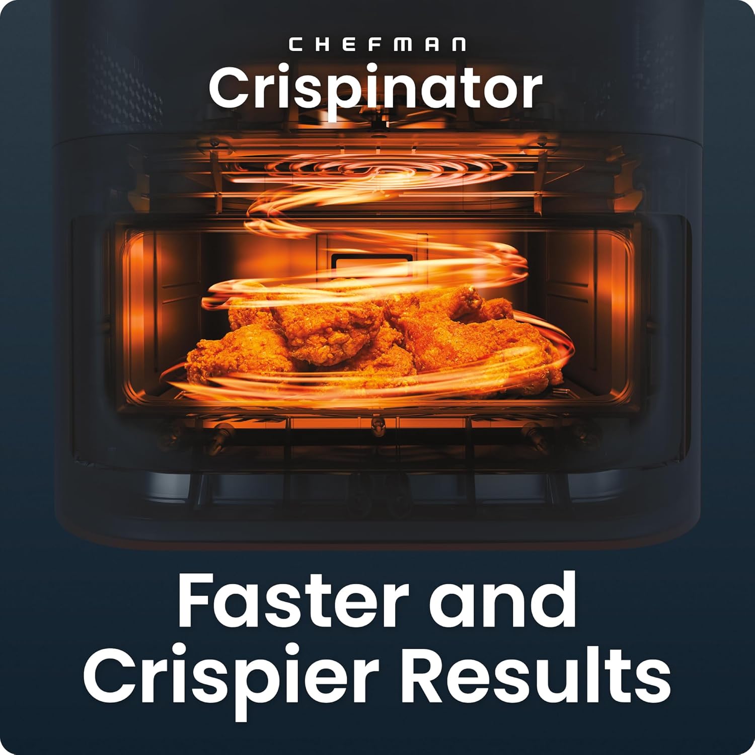 Chefman Crispinator Air Fryer 6-in-1 with 8 Qt capacity, 450°F Max Temp with TurboFry Pro Technology for Fast and Even Results, Viewing Window, Nonstick Ceramic Basket - Image 3