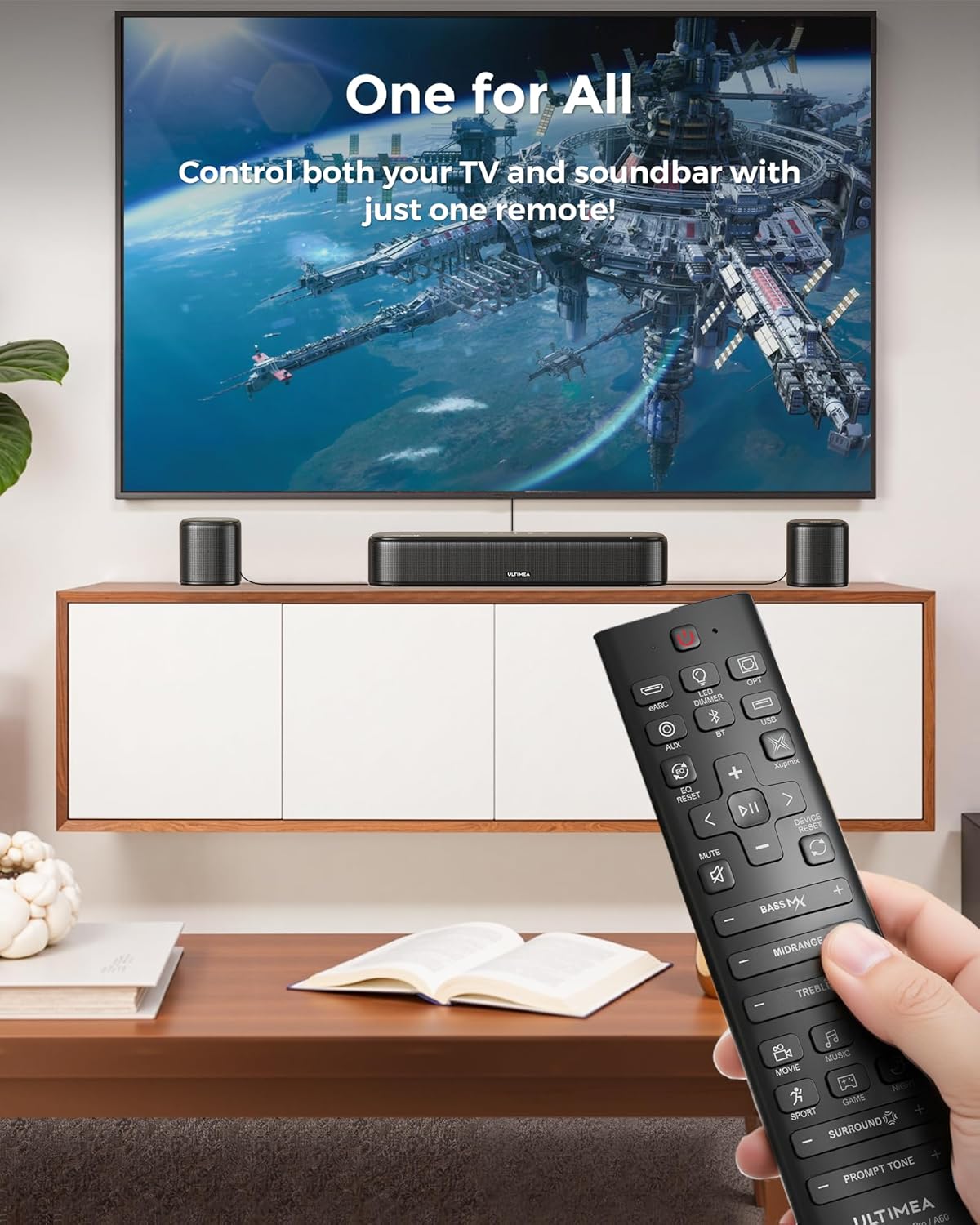 ULTIMEA 7.1ch Sound Bar with Dolby Atmos, Surround Sound System for TV with 4 Surround Speakers, Sound Bar for Smart TV with App Control, Soundbar with Subwoofer for Home Theater, HDMI eARC, Aura A60 - Image 5