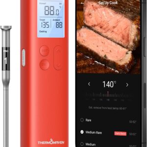 ThermoMaven Smart Bluetooth Wireless Meat Thermometer, 10X Enhanced Sub-1G Signal and Stability, Standalone Display Base, Certified Accuracy ±0.5°F, WiFi Unlimited Range for BBQ, Oven, Smoker, Grill