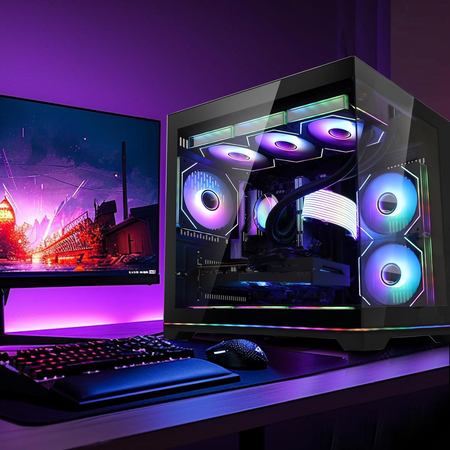 Ocean Park Black Gaming PC Gamer Desktop Computer, AMD Ryzen 7 9800X3D 8-Core 4.7GHz, RTX 5070 TI 16GB, 32GB DDR5, 1TB PCIe SSD, 850W PSU, 360mm ARGB AIO, WiFi + BT Ready, Pre-installed Windows 11 - Image 3