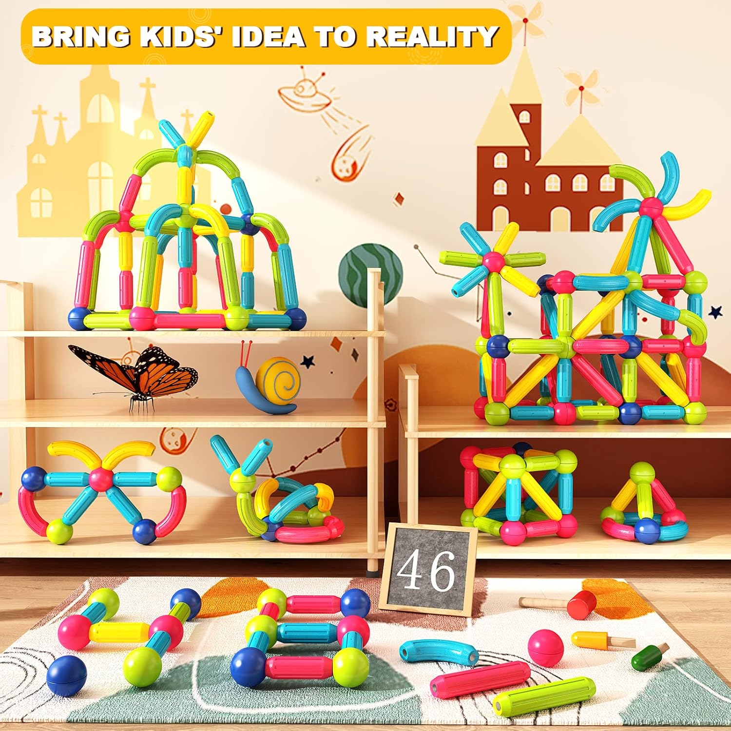 Magnet Toys for 3 Year Old Boys & Girls, Montessori Toys for Toddlers Kids, Magnetic Blocks Building DIY Learning Educational Toys Gift- Starter Set - Image 5