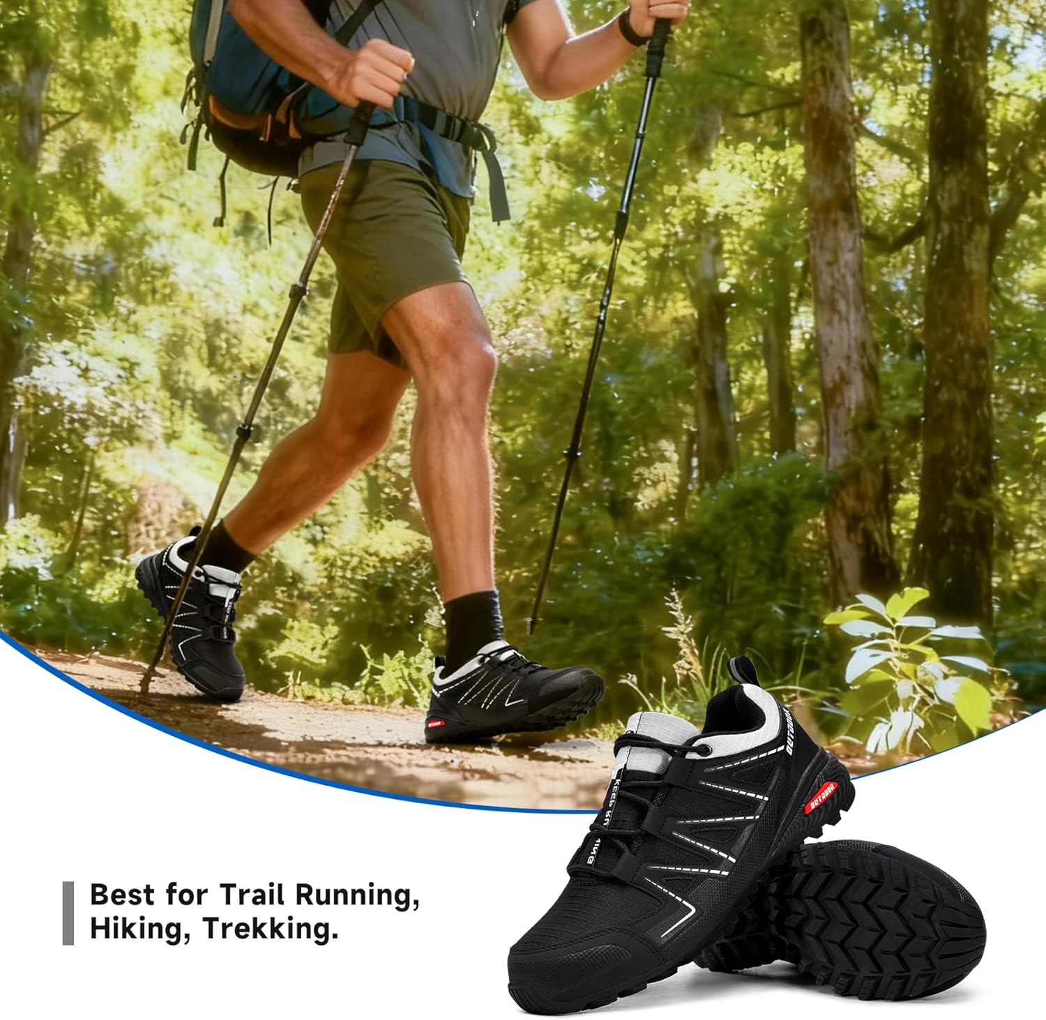 Men's Trail Running Shoes Waterproof Lightweight Non-Slip Walking Hiking Sneakers Men Outdoor - Image 2