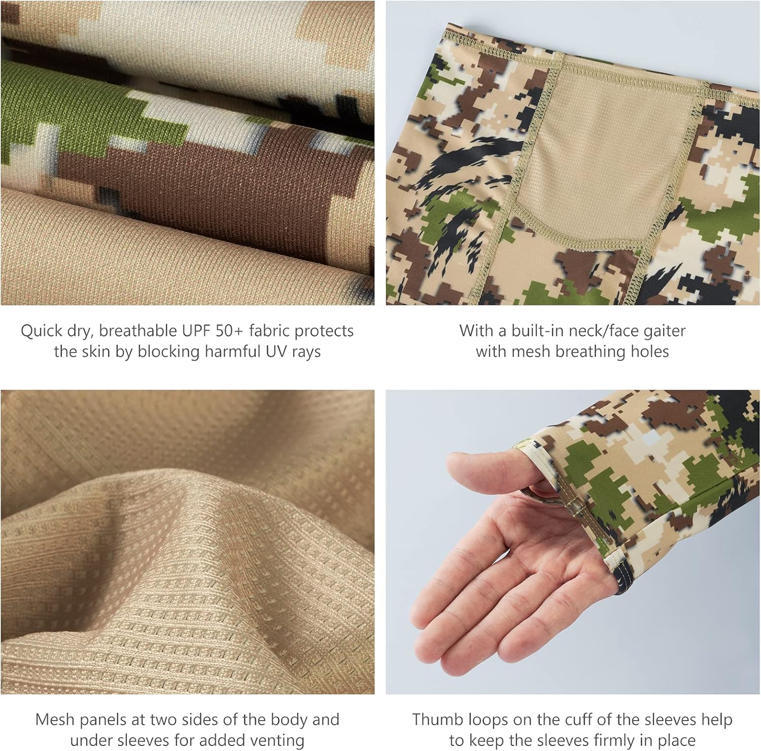 BASSDASH Men's UPF 50+ Camo Long Sleeve Hunting Fishing Hoodie Shirt - Image 5