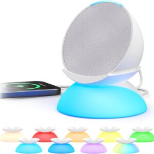 Mission 2-in-1 Light Stand with USB-C Charging for Echo Pop, Smartphones, Tablets, and Other Accessories (Multicolor Night Light and Charging Stand)