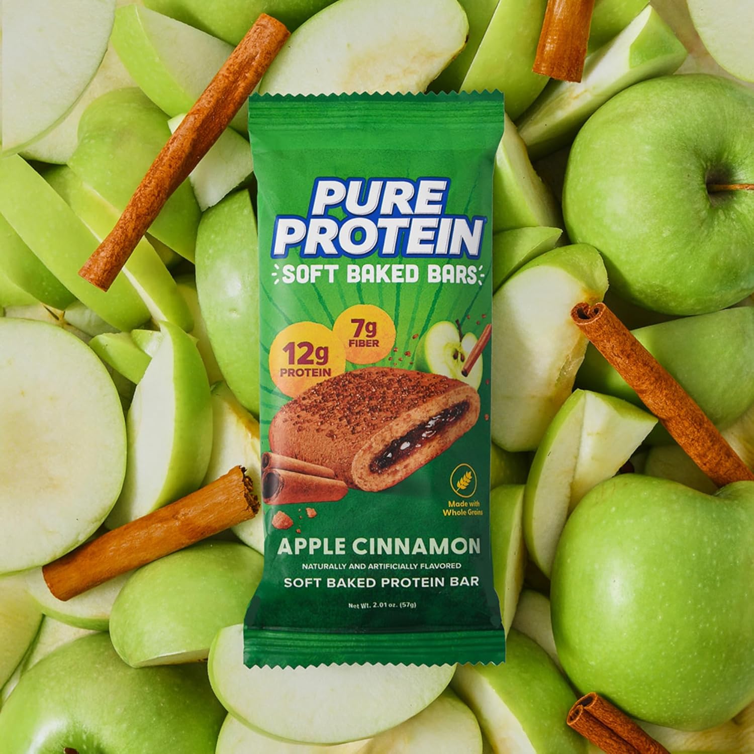 Pure Protein Apple Cinnamon Soft Baked Protein Bars – 12g Protein, 7g Fiber, Whole Grain Breakfast Bars, High Fiber, Individually Wrapped Protein Snacks for On-the-Go – 10 Count - Image 7