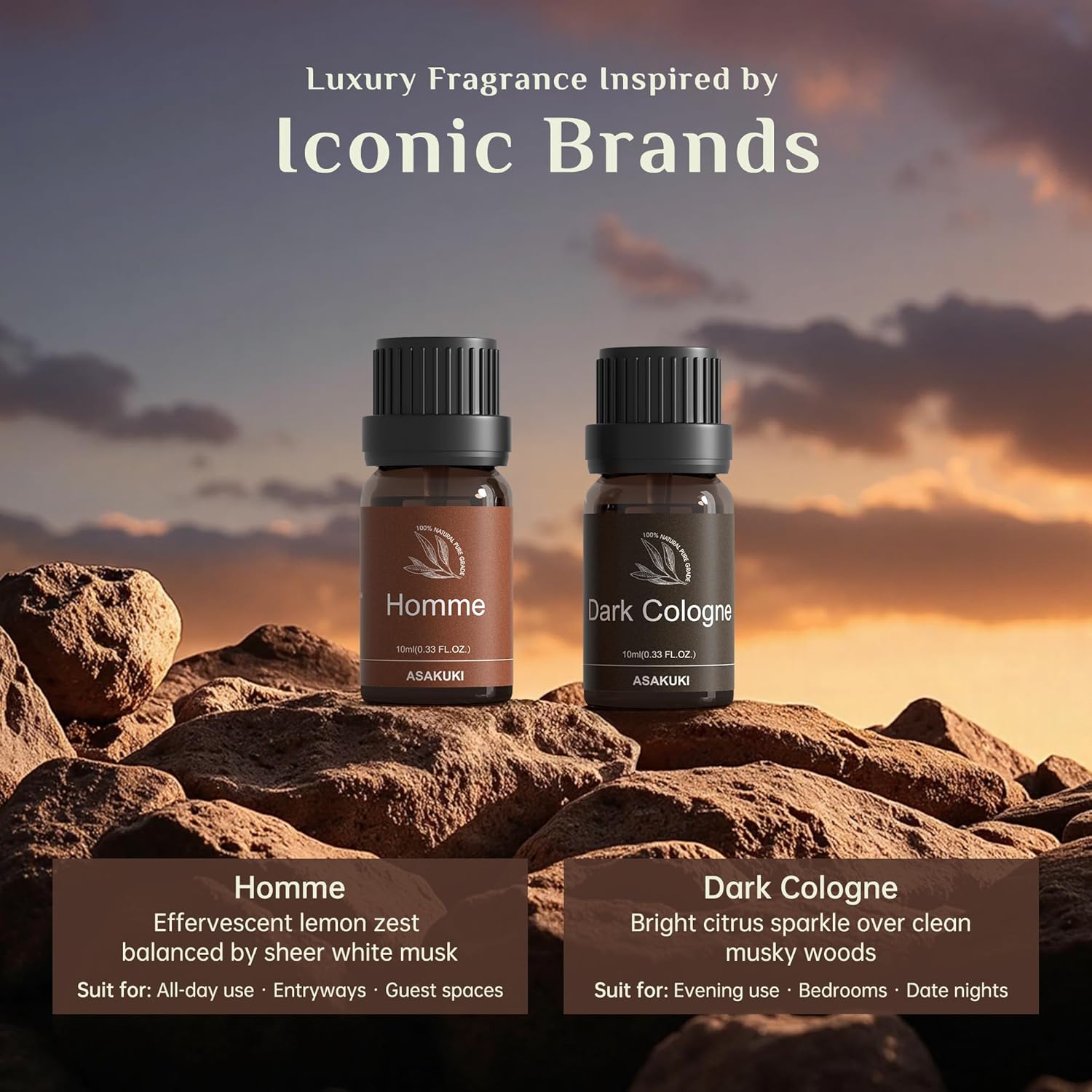 ASAKUKI Men Essential Oils Set for Diffuser, Valentine's Day Gift for Men– 6×10ml Cologne-Inspired Unisex Fragrance Oils for Diffusers – Elegant, Clean, and Confident Scents - Image 2