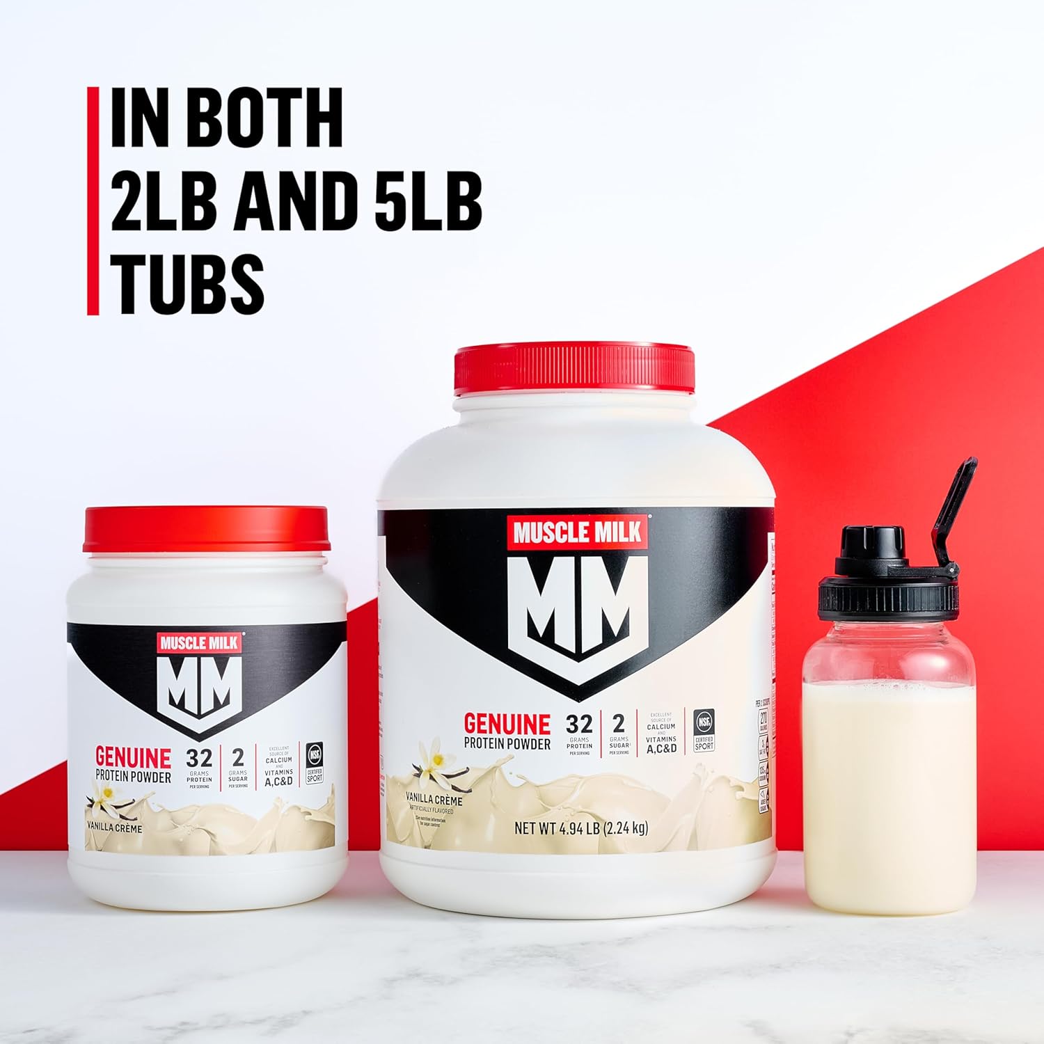 Muscle Milk Genuine Protein Powder, Vanilla Crème, 1.93 Pounds, 12 Servings, 32g Protein, 2g Sugar, Calcium, Vitamins A, C & D, NSF Certified for Sport, Energizing Snack, Packaging May Vary - Image 8