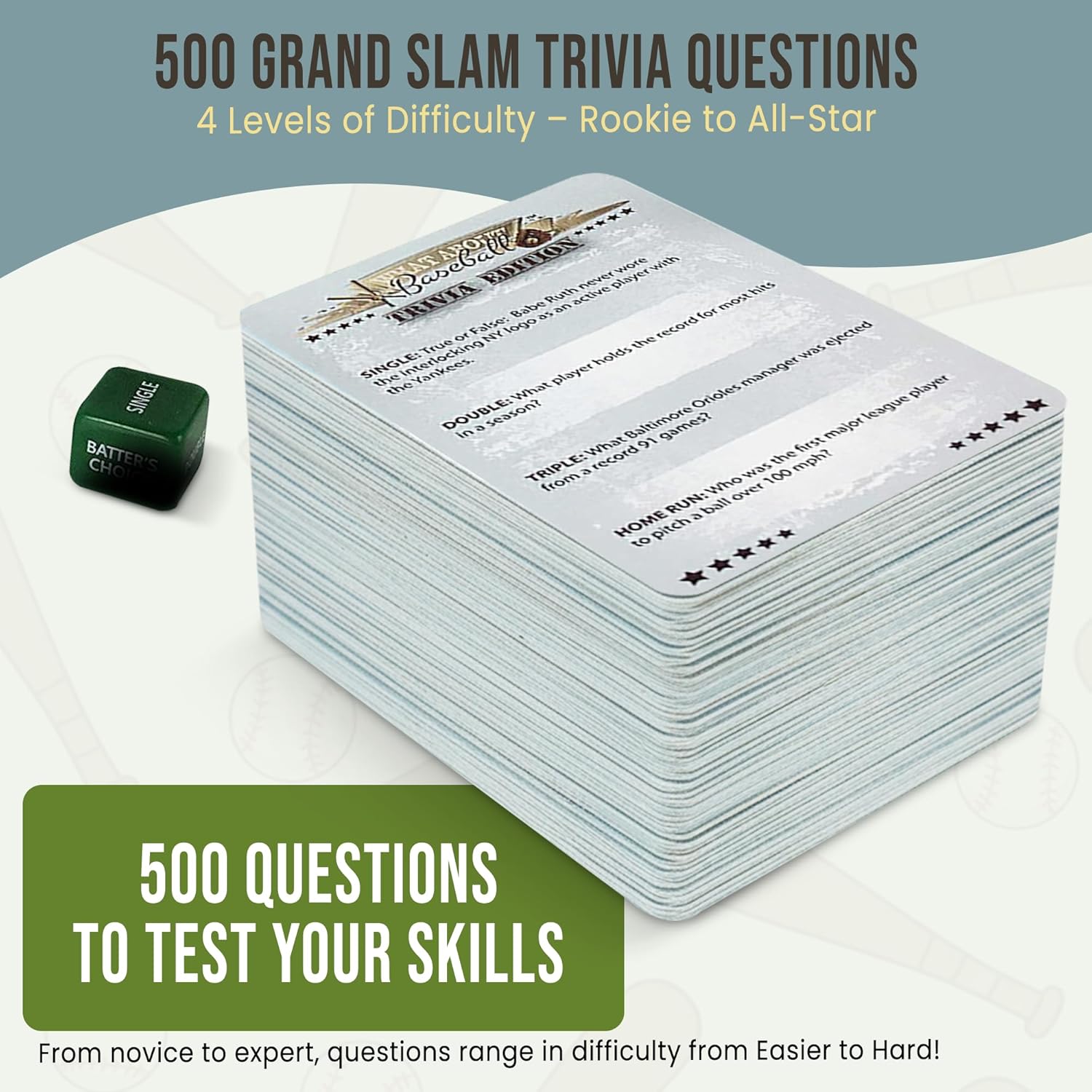 Grandma Smiley's Baseball Gifts for Kids 8-12, Trivia Game Edition, Sports Games, 500 Trivia Cards, Baseball Card Game, Games for Kids and Adults Ages 10 and Up - Image 2