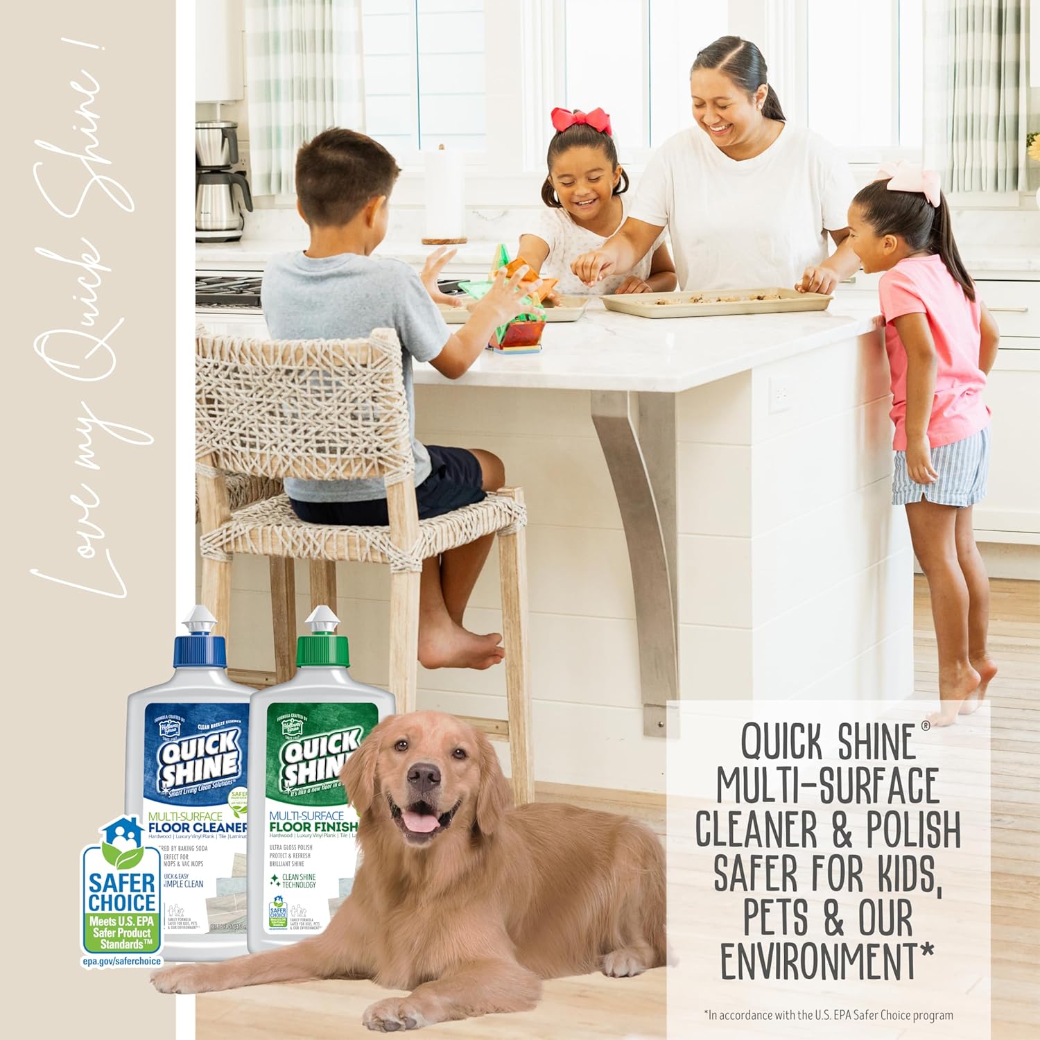 Quick Shine Multi Surface Floor Cleaner & Floor Polish w/Clean Shine Technology 2-27oz Bottles | Use on Hardwood, Laminate, Luxury Vinyl Plank, Tile & Stone | Safer Choice Formulas - Image 6