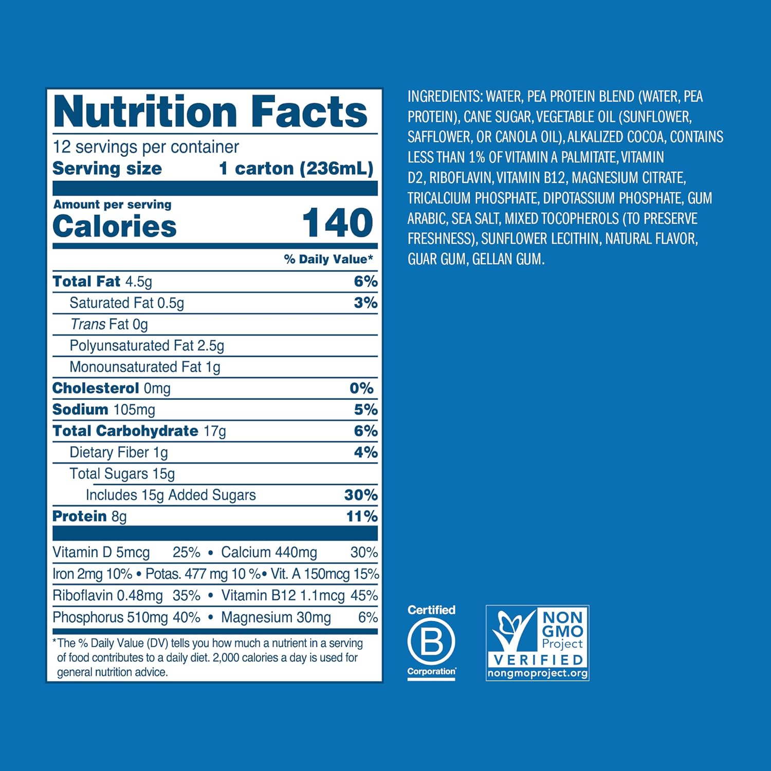 Ripple Non-Dairy Milk, Chocolate| Vegan Milk With 8g Pea Protein | Shelf Stable Single Serve Cartons | On-The-Go | Non-GMO, Plant Based, Gluten Free | 8 oz, 12 Pack - Image 2